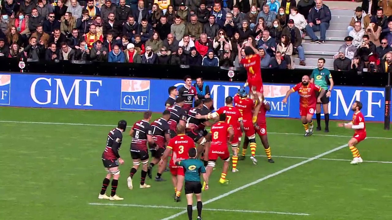 TOP 14 - Essai de Mathieu ACEBES (USAP) - Stade Toulousain - USA Perpignan - J10 - Saison 2021:2022