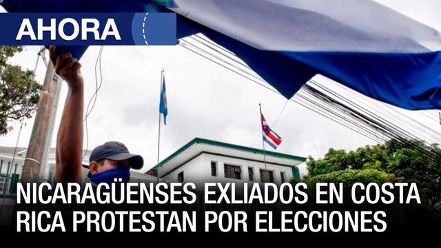 Exiliados nicaragüenses en Costa Rica protestan contra elecciones presidenciales en #Nicaragua