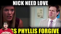Nick is heartbroken when he decides to break up, begs Phyllis for forgiveness Y&R Spoilers 2021