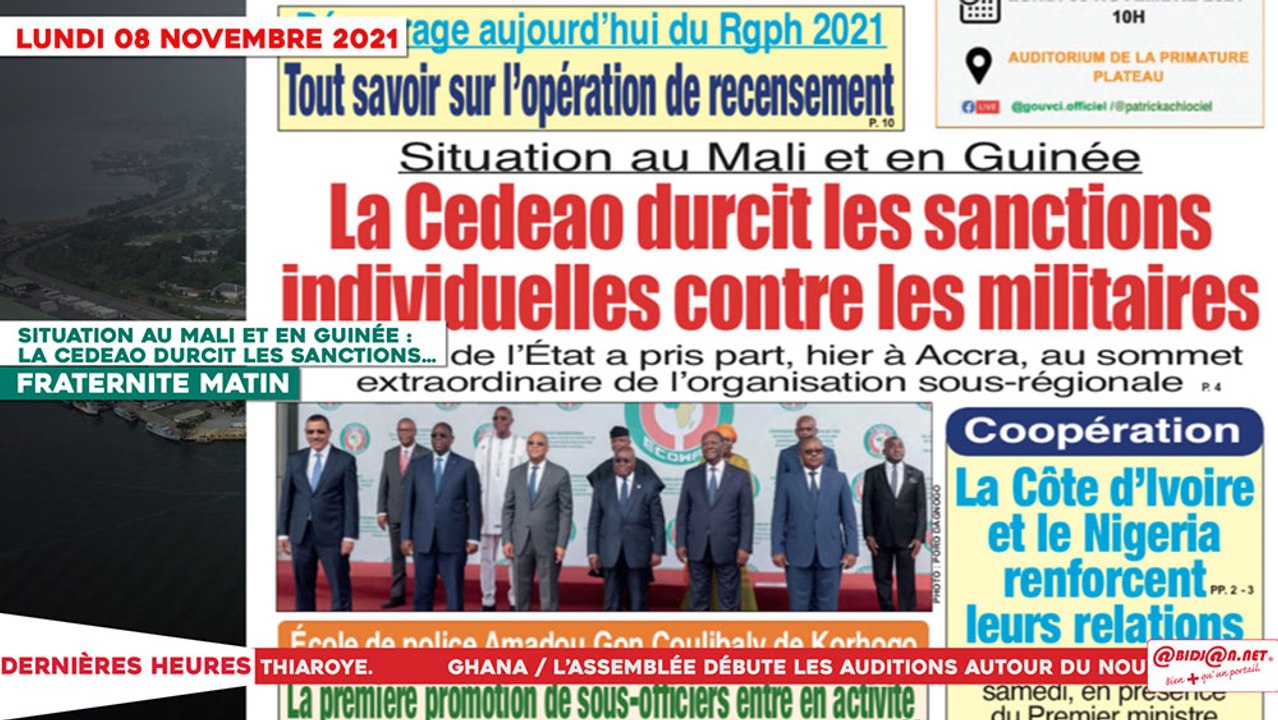 Le Titrologue du 08 Novembre 2021 : Situation au Mali et en Guinée, la CEDEAO durcit les sanctions