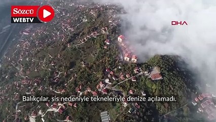 Zonguldak'ta denizi ve kentin üzerini kaplayan sis dronla görüntülendi