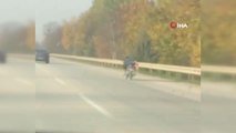 Ölüme meydan okuyan motosiklet sürücüleri böyle görüntülendi