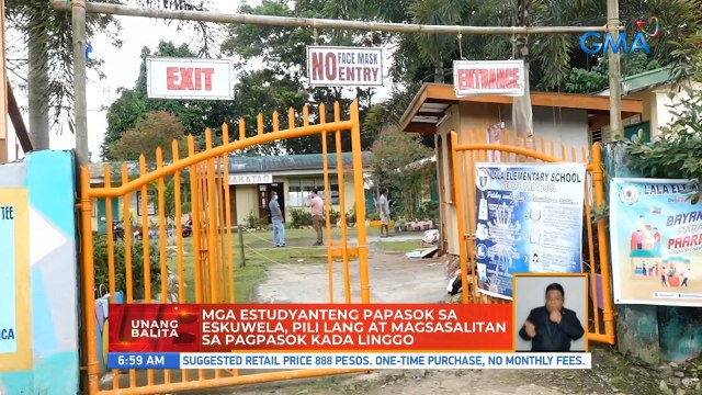 Mga estudyanteng papasok sa eskuwela, pili lang at magsasalitan sa pagpasok kada linggo | UH