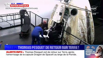 Arrivée de Thomas Pesquet sur Terre, images de la Nasa
