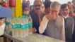 Railway Minister sips tea at Jharsuguda Railway Station