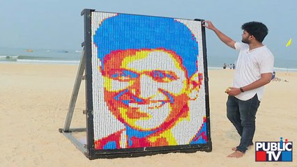 Mahesh From Udupi Creats Portrait Of Puneeth Rajkumar In Rubik's Cubes