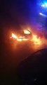 Car goes up in flames after being hit by firework