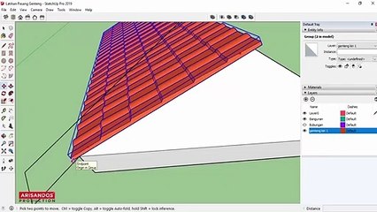 Cara Memasang Genteng Tanah Liat di Atap Limas pada Sketchup