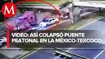 Momento en que colapsa puente peatonal en la México-Texcoco