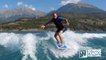Session de wake surf sur le lac de Serre-Ponçon, Alpes-de-Haute-Provence (04)