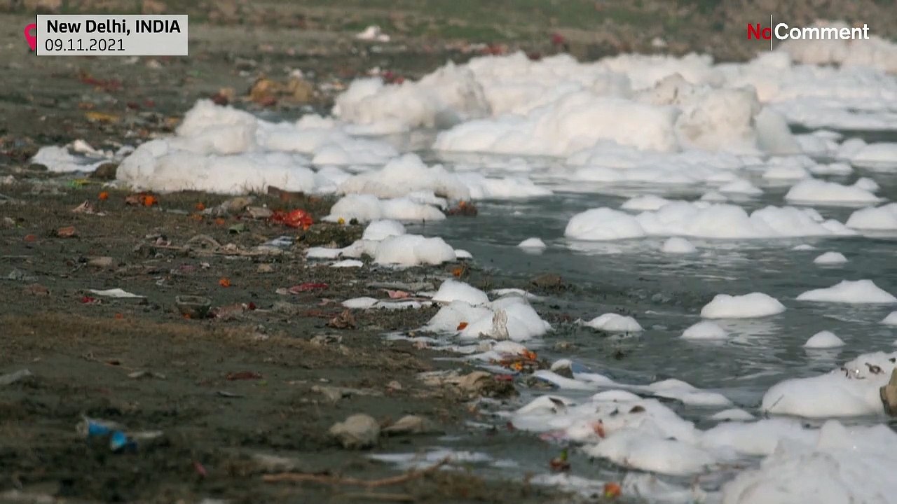 Toxic foam covers India's sacred Yamuna river