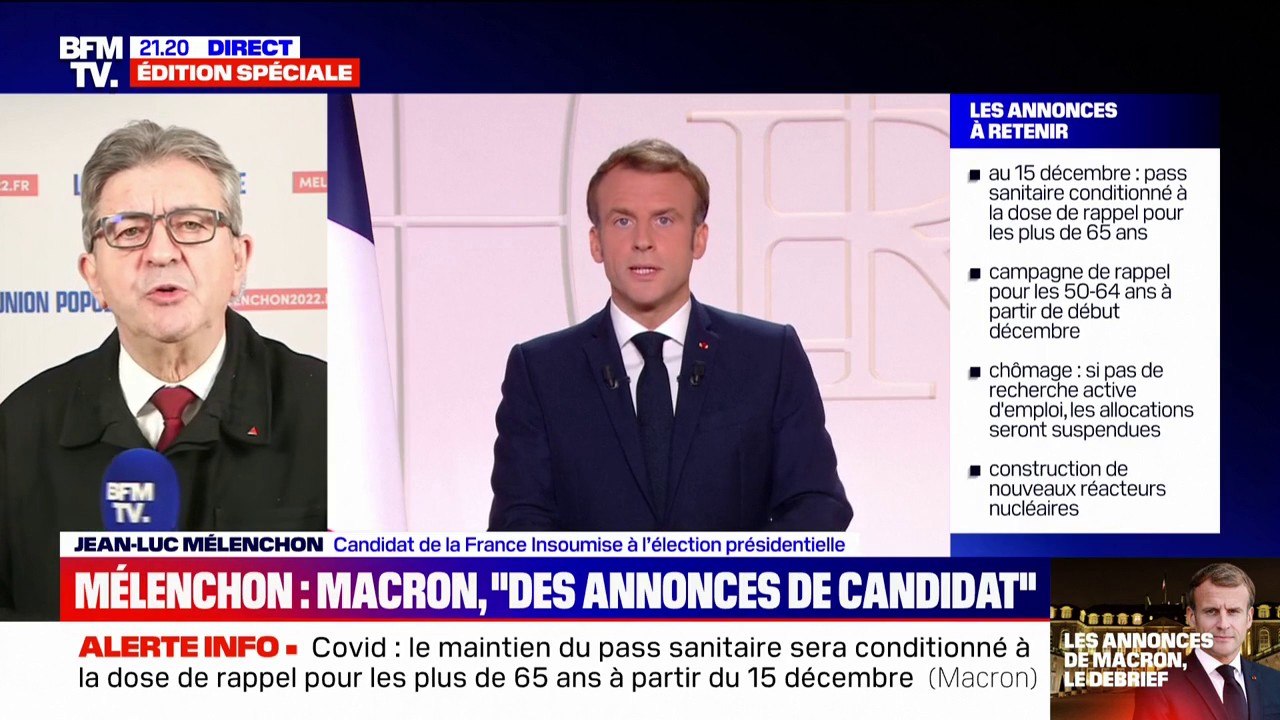"On a l'impression de participer à une primaire dont il serait le seul candidat": Jean-Luc Mélenchon réagit à l'allocution d'Emmanuel Macron