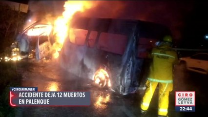 Accidente deja 12 muertos en Palenque, Chiapas