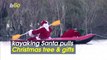 Santa & the Sea! Christmas Season Begins in Israel With Kayaking Santa Towing a Tree & Gifts!