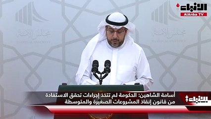 أسامة الشاهين:  الحكومة لم تتخذ إجراءات تحقق الاستفادة من قانون إنقاذ المشروعات الصغيرة والمتوسطة