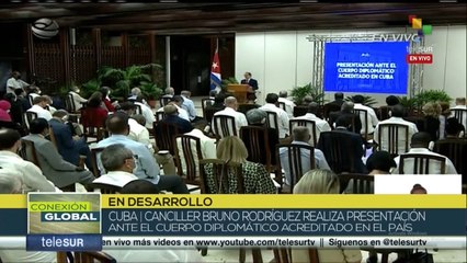 Canciller Bruno Rodríguez realiza presentación ante el cuerpo diplomático acreditado en el país