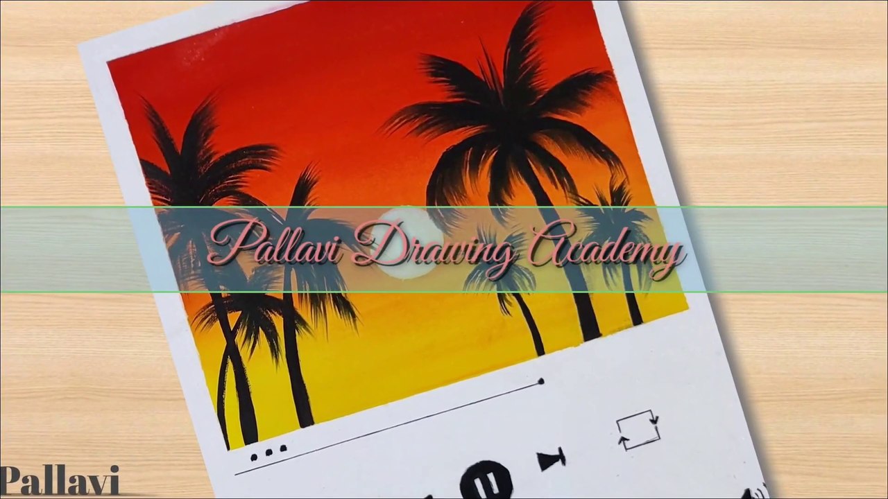 How to draw musical track painting with poster color _ sunset painting _ _Pallavi Drawing Academy