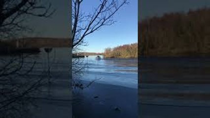 Boat Breaking Through Ice Creates Some Cool Effects