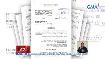 Ilang taxpayer, nagpetisyon na rin para kanselahin ang COC ni Bongbong Marcos | UB