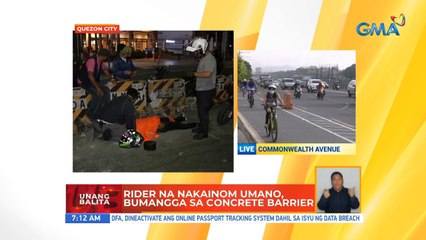Rider na nakainom umano, bumangga sa concrete barrier | UB