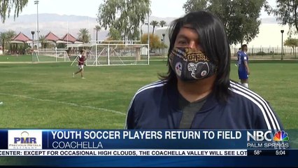 Youth soccer players return to the field in Coachella