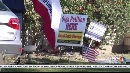 Protestors gather at Gov Newsom’s Coachella visit