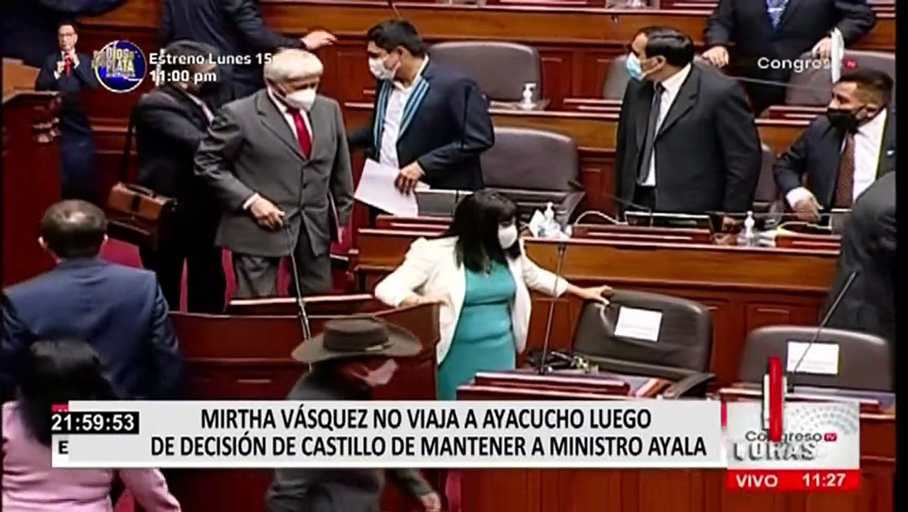 Mirtha Vásquez no viajó a Ayacucho luego de decisión de Castillo de mantener a Ayala en el cargo