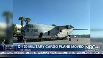 Military plane moved after spending weeks in a field