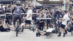 'Cyclist heroically prevents disaster after stunt goes wrong during post-game celebration in Italy '