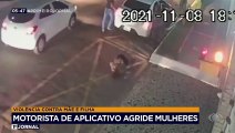 Mãe e filha são agredidas por motorista de aplicativo em Fortaleza. Uma das mulheres caiu no asfalto e a outra, uma idosa, foi jogada na calçada.