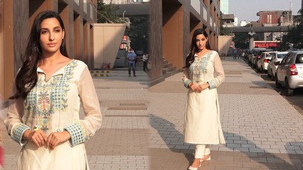 Nora Fatehi Suit और Plaazo में दिखी काफी कमाल की; Watch video | FilmiBeat