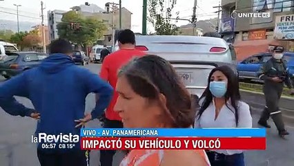 Descargar video: Accidente avenida Panamericana, un vehículo terminó volcado