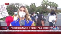 Speaking with protesters in Palm Desert