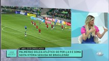 VERDÃO A MIL POR HORA! Palmeiras goleou o Atlético-GO por 4 a 0 e engatou a sexta vitória consecutiva no Brasileirão. Tudo isso sob olhares do piloto da Formula 1, Lando Norris. #JogoAberto