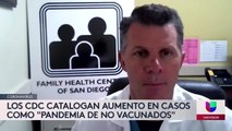 Aumento en casos de coronavirus entre no vacunados