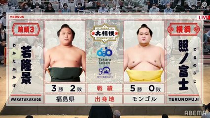 Wakatakakage vs Terunofuji - Aki 2021, Makuuchi - Day 6