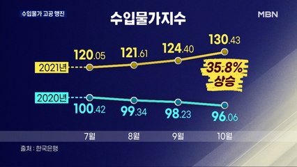 수입물가 1년 전보다 35% 상승…물가 충격파 언제?