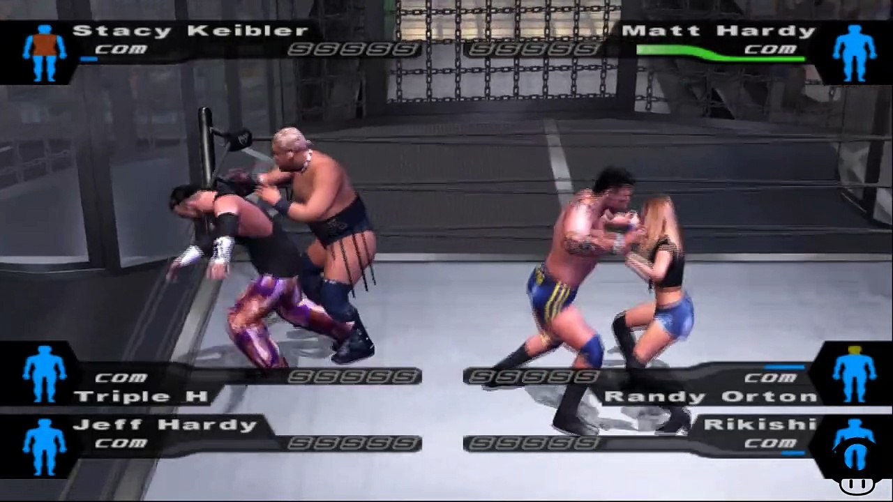 Here Comes the Pain Stacy Keibler vs Randy Orton vs Triple H vs Rikishi vs Matt Hardy vs Jeff Hardy