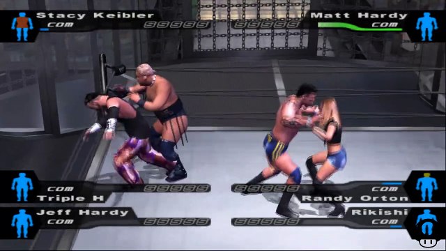 Here Comes the Pain Stacy Keibler vs Randy Orton vs Triple H vs Rikishi vs Matt Hardy vs Jeff Hardy