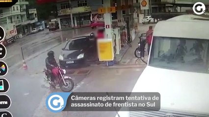Câmeras registram tentativa de assassinato de frentista no Sul