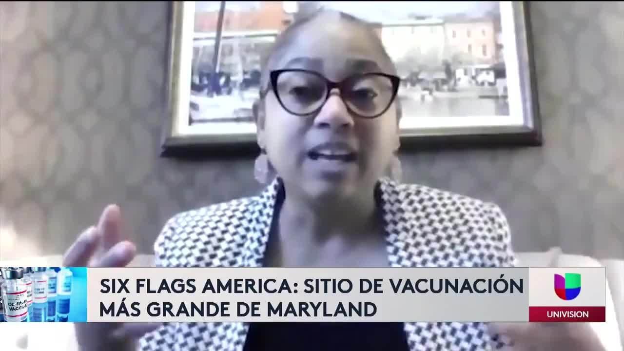 Six Flag centro de vacunación masivo de Covid en Maryland