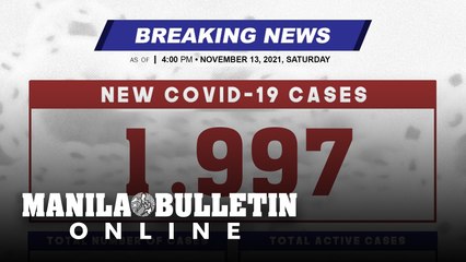 DOH reports 1,997 new cases, bringing the national total to 2,815,080, as of NOVEMBER 13, 2021
