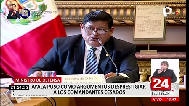 Ministro Ayala puso como argumentos desprestigiar a los comandantes cesados