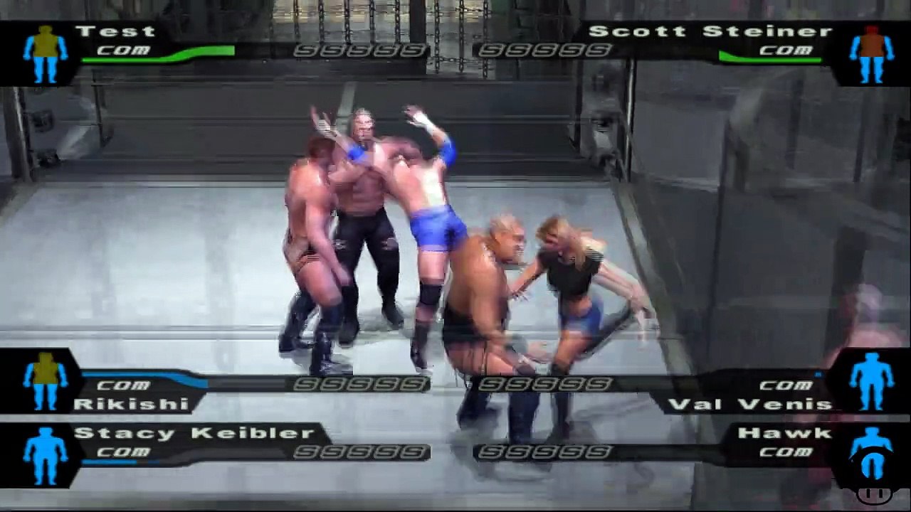 Here Comes the Pain Stacy Keibler(ovr 100) vs Rikishi vs Scott Steiner vs Test vs Val Venis vs Hawk