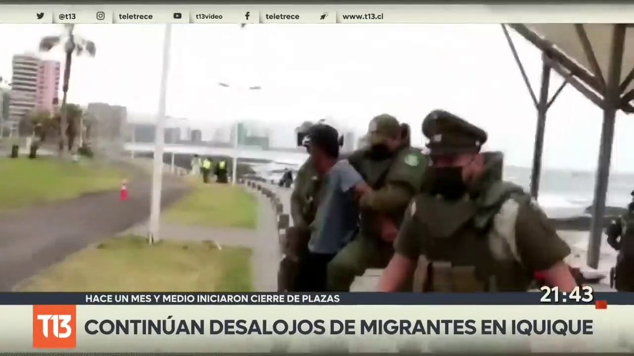 Nuevo desalojo de inmigrantes ilegales en las playas de Iquique - T13