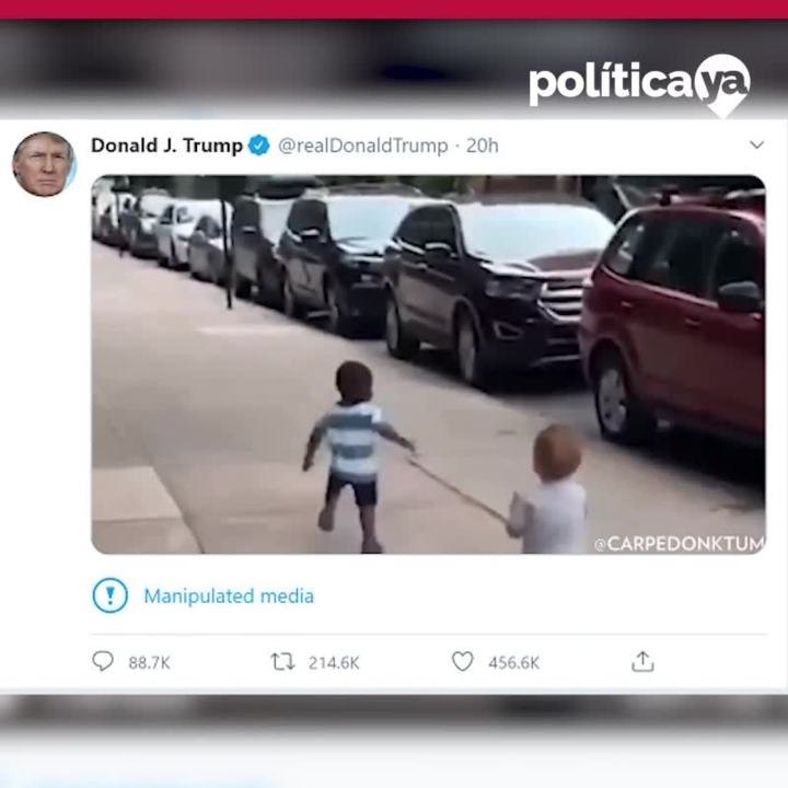 Trump publica video alterado de 2 niños y Twitter lo castiga