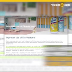 Piden no ingerir cloro ni Lysol para atacar coronavirus