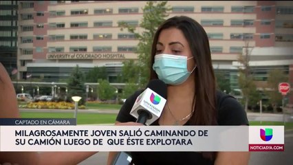 MILAGROSAMENTE JOVEN SALIÓ CAMINANDO DE  SU CAMIÓN LUEGO DE  QUE ÉSTE EXPLOTARA
