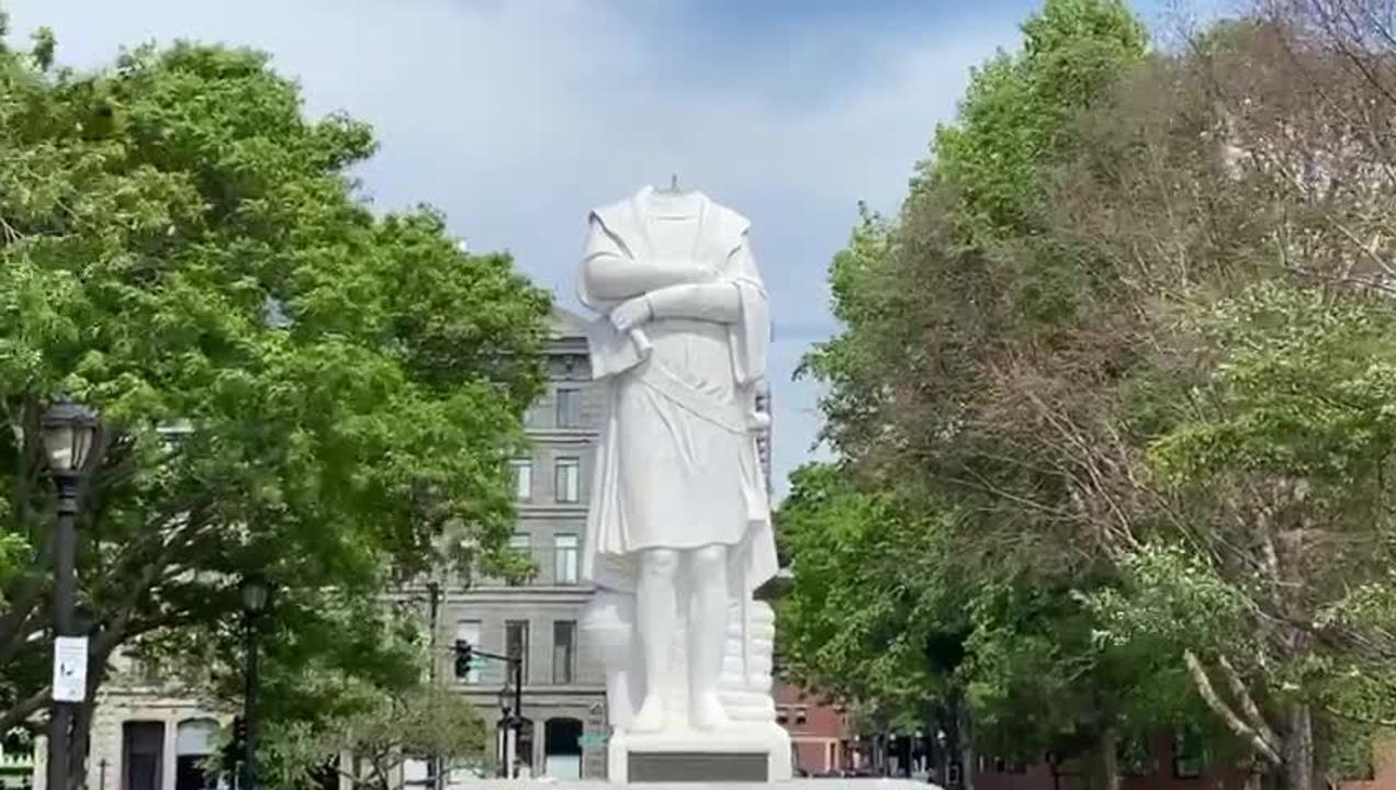 Decapitan a estatua Cristóbal Colón en Boston