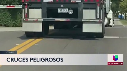 VIDEO:  Tren casi se lleva por completo a conductor de camión en Dover